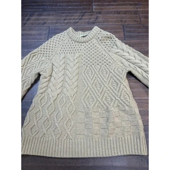 Ami Amalia‎ Cable Knit Sweater Italian Merino WoolBrownWomens Size Medium
